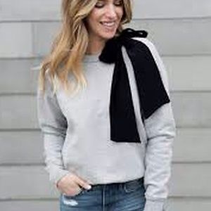 Frame Denim Gray Sweatshirt with Black Bow